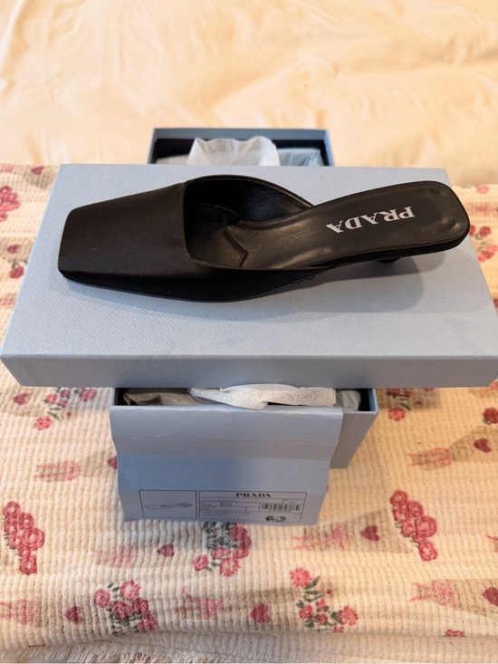 Prada Shoes - Prada Black Square-Toe Slip-On Mule